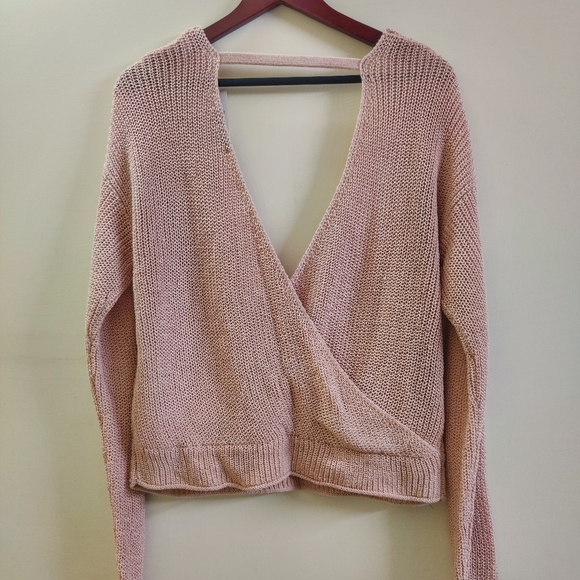 [NEW] Blush pink plunging chunky sweater - Picture 2 of 7